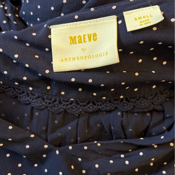 *EUC* Anthropologie x Maeve Pernille Tie-Sleeve Polka Dot Blouse, Size Small - Picture 6 of 10